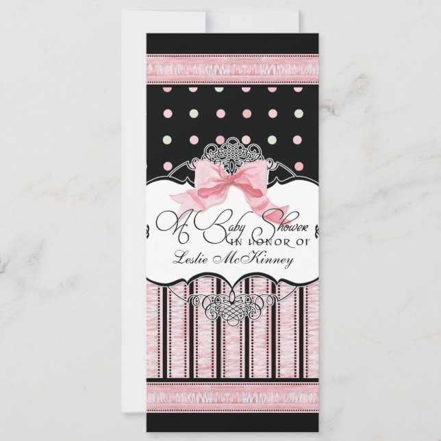 Invitation baby shower - French Bow Dot Swirl vs3 (Devant)