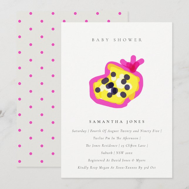 Invitation Baby shower Fruit Passion Fruit Pour Enfants Moder (Devant / Derrière)