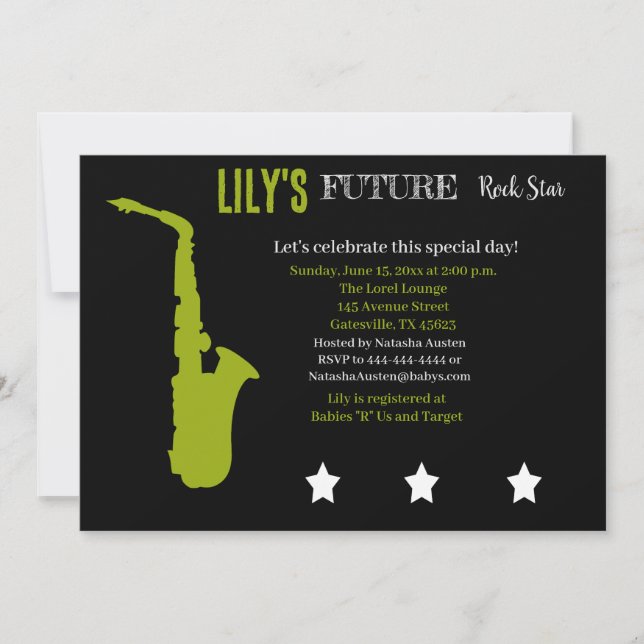 Invitation Baby shower Futur Rocker (Devant)