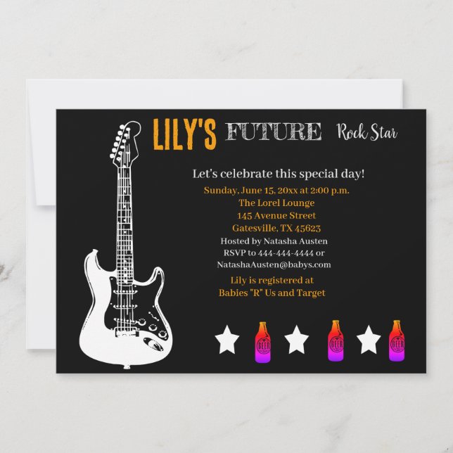 Invitation Baby shower Futur Rocker (Devant)