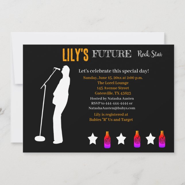 Invitation Baby shower Futur Rocker (Devant)