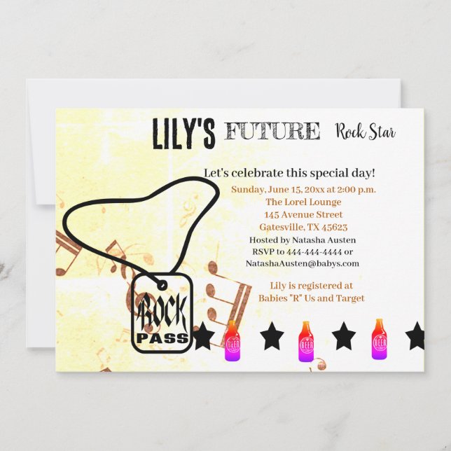 Invitation Baby shower Future Rock Star (Devant)