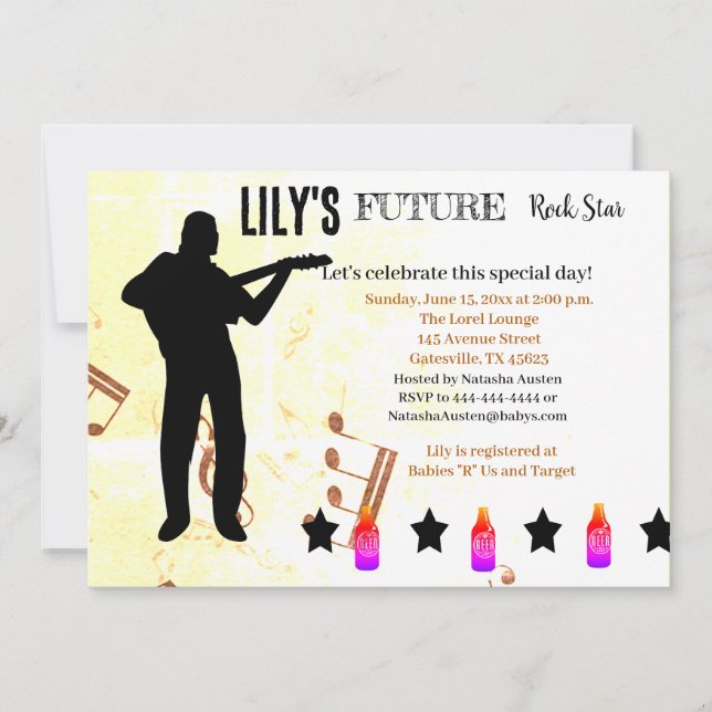 Invitation Baby shower Future Rock Star (Devant)