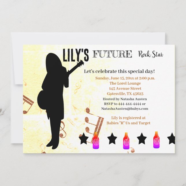 Invitation Baby shower Future Rock Star (Devant)