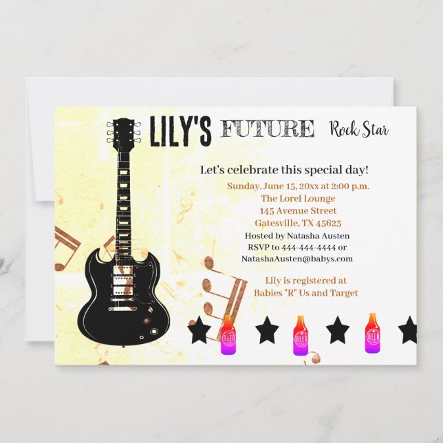 Invitation Baby shower Future Rock Star (Devant)
