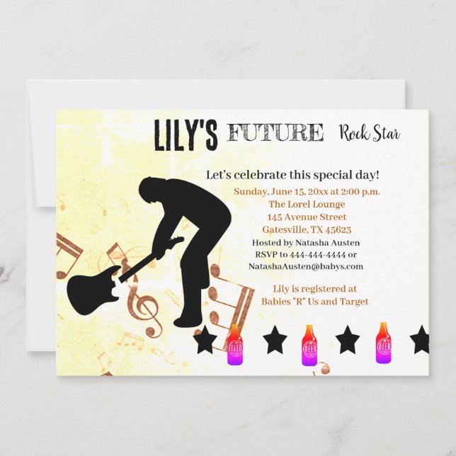 Invitation Baby shower Future Rock Star (Devant)