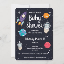 Invitation Baby shower Galaxy de la Sloth Space Navy