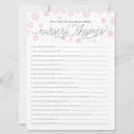 Invitation Baby shower Game CardNursery Rhyme Game Snowflake