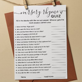 Invitation Baby shower Game Nursery Rhyme Quiz Card