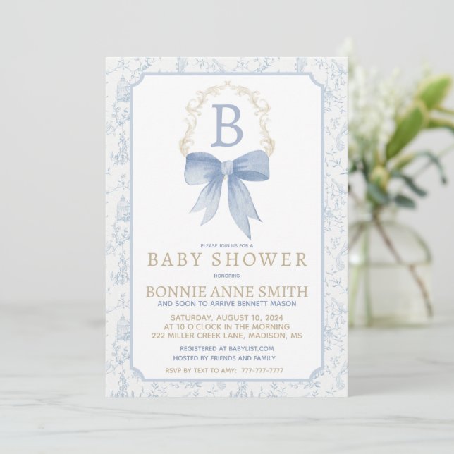 Invitation Baby shower garçon (Debout devant)