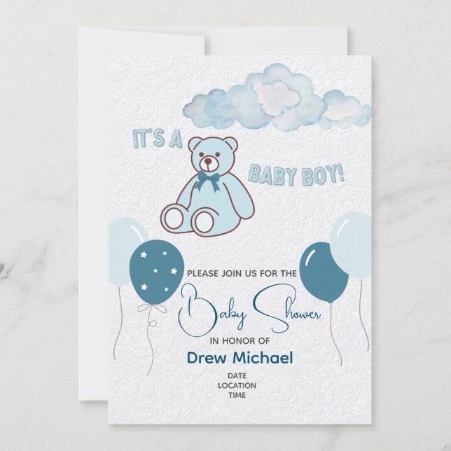 Invitation baby shower - Garçon (Devant)