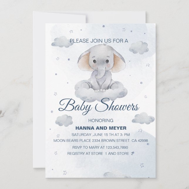Invitation Baby shower garçon (Devant)