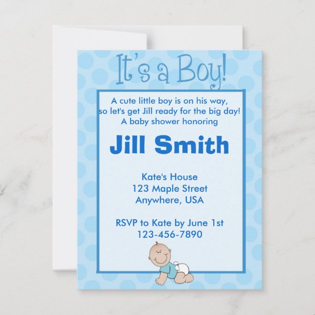 Invitation Baby shower - garçon (Devant)