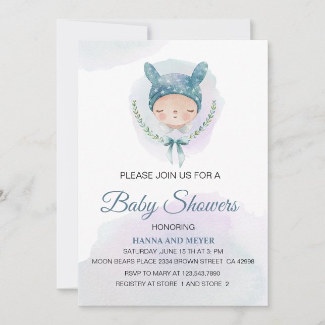 Invitation Baby shower garçon (Devant)