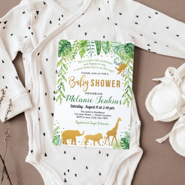 Invitation Baby shower garçon, Baby shower Jungle (Créateur téléchargé)