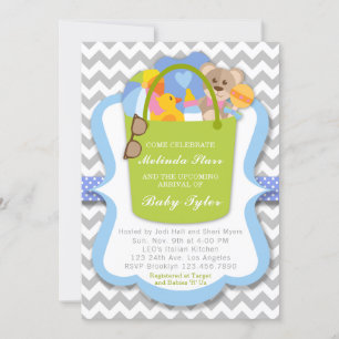 Invitation Baby shower garçon - Bébé seau de chose