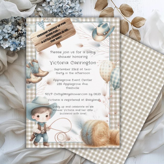Invitation Baby shower garçon bleu Cowboy (Créateur téléchargé)