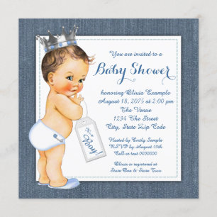 Invitation Baby Shower Garçon Bleu Denim