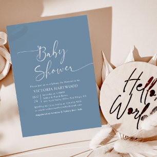 Invitation Baby shower garçon bleu Dusty
