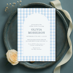 Invitation Baby Shower Garçon Bleu Gingham