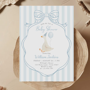 Invitation Baby shower Garçon bleu oie soyeux