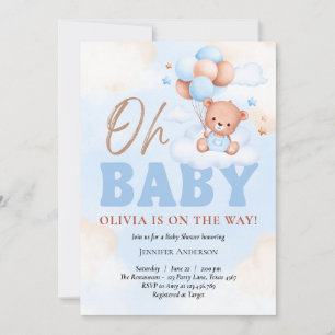Invitation baby shower garçon, bleu, on peut attendre longtem