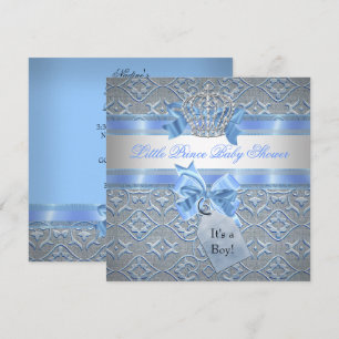 Invitation Baby Shower Garçon Bleu Petit Prince Couronne