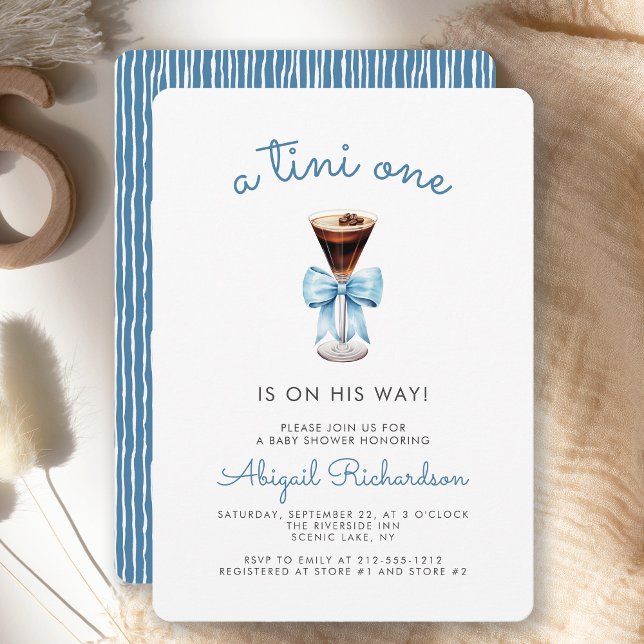 Invitation Baby shower Garçon bleu Tini One Espresso Martini (Créateur téléchargé)
