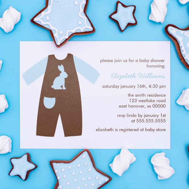 Invitation Baby shower Garçon Blue Baby Outfit (Créateur téléchargé)