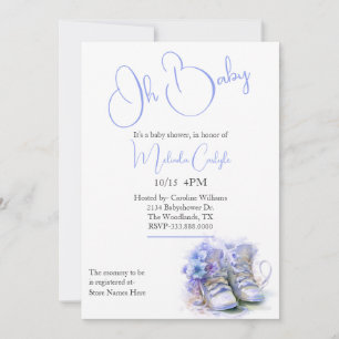 Invitation Baby shower Garçon Blue Booties