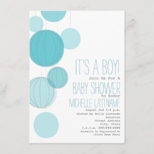 Invitation Baby shower garçon Blue Lanterns