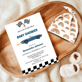 Invitation Baby shower Garçon Blue Race Car