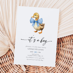 Invitation Baby Shower Garçon Canard à Ruban Bleu