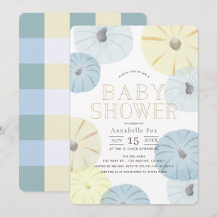 Invitation Baby shower garçon Citrouille bleu et j