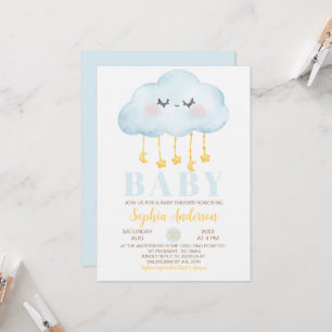 Invitation Baby shower Garçon Cloud bleu