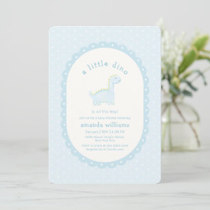 Invitation Baby Shower Garçon Dinosaure Préhistorique Bleu Pa