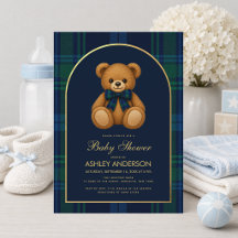 Baby shower garçon élégant Teddy Bear Arc en vichy