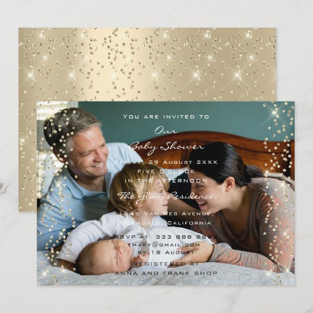 Invitation Baby shower garçon fille photo garçon fille Confet (Devant / Derrière)