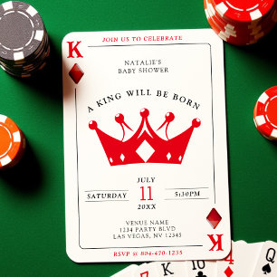 Invitation Baby shower garçon King of Diamonds Casino Poker C
