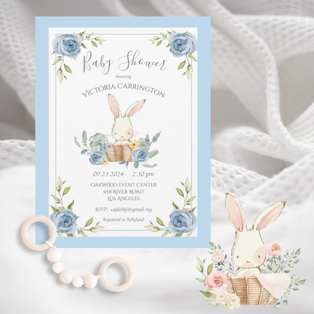 Invitation Baby shower garçon lapin bleu (Créateur téléchargé)