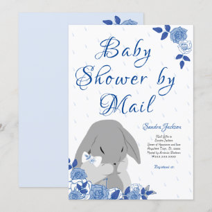 Invitation Baby shower garçon lapin lapin Rose bleu