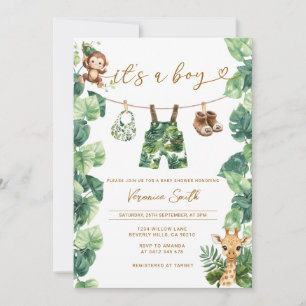 Invitation Baby Shower Garçon Ligne de vêtements Tropicale
