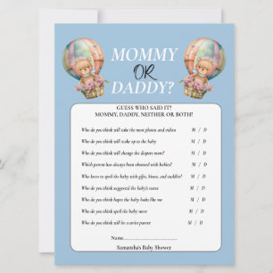 Invitation Baby Shower garçon Maman ou Papa Montgolfière