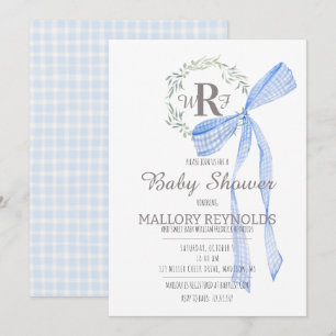 Invitation Baby shower garçon Monogramme & En vich