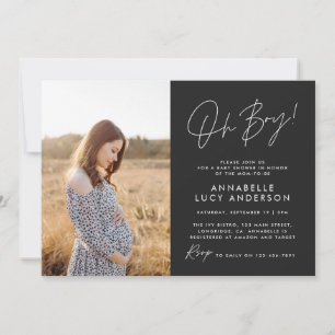 Invitation Baby shower garçon noir élégant photo