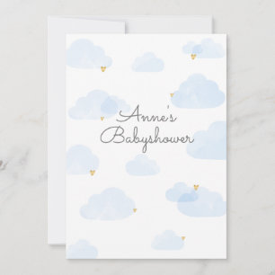 Invitation baby shower garçon nuages bleu clair