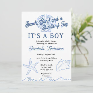Invitation Baby Shower Garçon Océan Bleu Plage