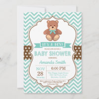 Baby shower Garçon ours en peluche Aqua Chevron