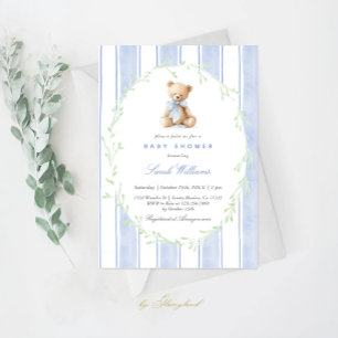 Invitation Baby Shower Garçon Ours en Peluche Fantaisiste