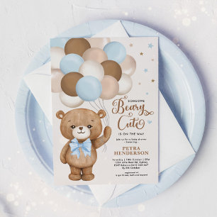 Invitation Baby Shower Garçon Ourson Brun Mignon en Peluche